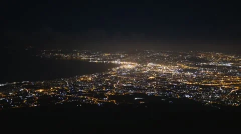 Aerial view of panorama of Napoli at night Stock Footage 44188991