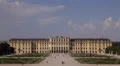 Aerial View Panorama Schonbrunn Palace Gardens Vienna People Crowd Walk Park Day HD Footage