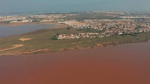 Aerial view. Panoramic aerial view of Las Salinas, famous place pink lake Vidéo 126706760