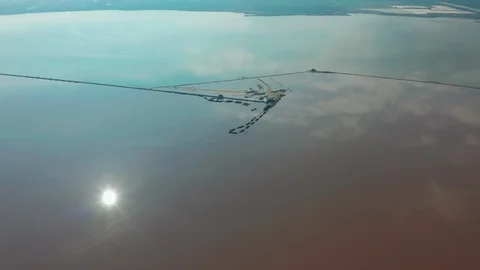 Aerial view. Panoramic aerial view of Las Salinas, famous place pink lake Video stock 128282691