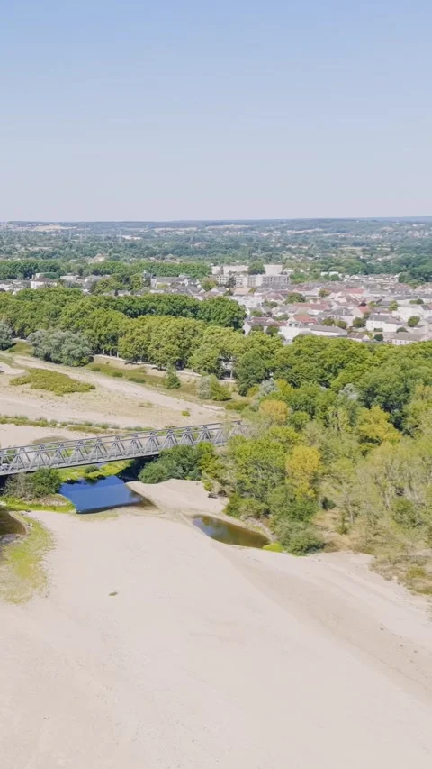 Aerial view of a panoramic aerial view of Fourchambault, a small town in central Stock Footage 346663553