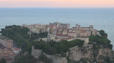 Aerial view panoramic monaco famous principaute Prince's Palace house building  Stock Footage 33527754