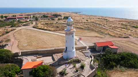 Aerial view of Paphos Lighthouse and Nea Paphos archaeological site. Stock Footage 341673989