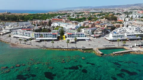Aerial view of Paphos seafront in Cyprus. Stock Footage 341669846