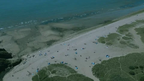 Aerial view of the Par Beach in Cornwall Stock-Footage 286424942