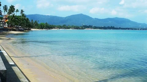 Aerial view of paradise beach, during a romantic adventure vacations trip. Stock Footage 79002212