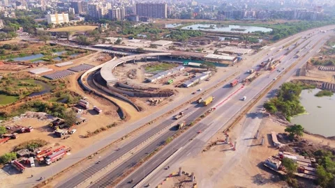 Aerial view parallel lanes for opposing vehicles 스톡 동영상 308056489