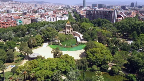 Aerial view of Parc de la Ciutadella in Barcelona Spain Video stock 238392501