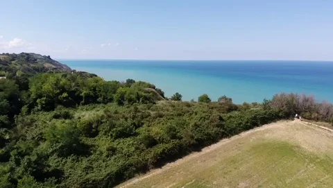 Aerial view from Parco naturale Monte san Bartolo Stock Footage