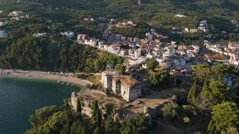 Aerial view of Parga castle 動画素材 284674797