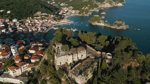 Aerial view of Parga castle 動画素材 284674909