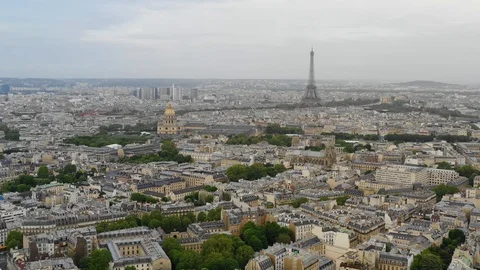 Aerial view of Paris and Eiffel Tower Stock Footage 112090553