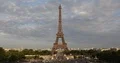 Aerial View Paris City Skyline People and Cars Traffic Eiffel Tower Sunset Light 4k or 4k+ Resolution