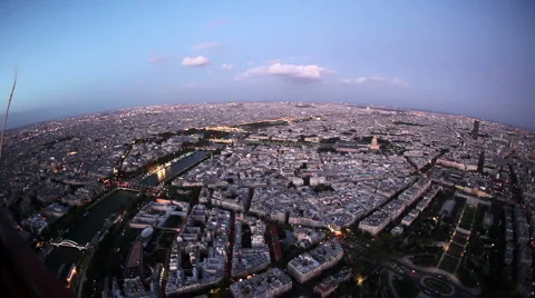Aerial View of Paris from Eiffel Tower Stock Footage 922233