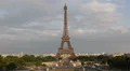 Aerial View Paris Eiffel Tower silhouette Pont d'Iena Car Traffic Busy Rush Hour HD Footage