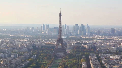 Aerial view of Paris with the Eiffel tower Stock Footage 46656081