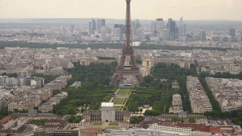 Aerial view of Paris with Eiffel Tower from Montparnasse building  Stock Footage 237924961