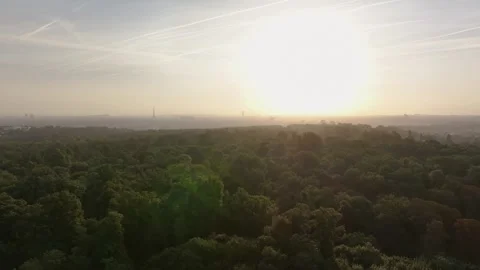 Aerial view of Paris - Eiffel Tower from St Cloud at sunrise in september 06 Video stock 307384657