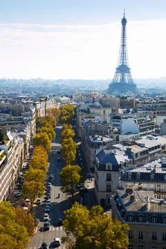 Aerial view of Paris with Eiffel Tower Stock Photos