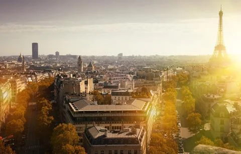 Aerial view of Paris with Eiffel Tower Stock Photos