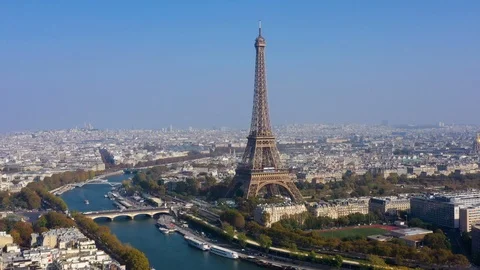 Aerial view of Paris Stock Footage 98600211