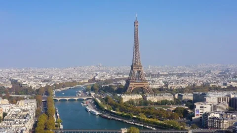 Aerial view of Paris Stock Footage 98600231