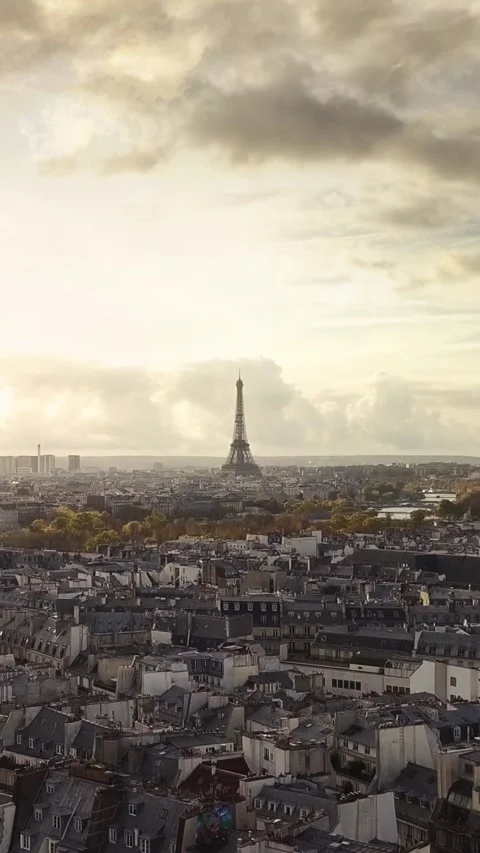 Aerial view of Paris Stock Footage 221389074