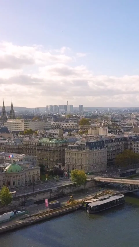 Aerial view of Paris Stock Footage 221389087