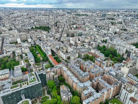 Aerial view of Paris rooftops Stockfoto's