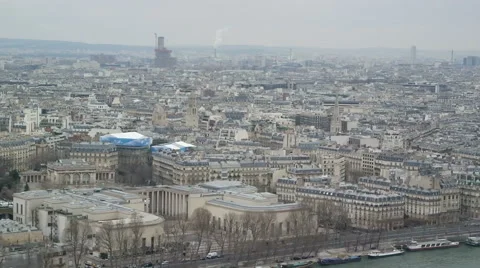 Aerial view of Paris Skyline from Eiffel Tower Stock Footage 62902130