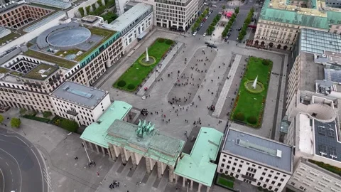 Aerial View of Pariser Platz, Unter den Linden and Brandenburg Gate Stock Footage 252432263