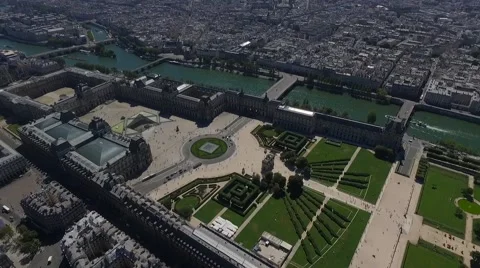 Aerial view of park and river in paris Stock Footage 67896063