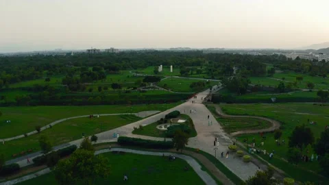 Aerial view of a park with beautiful greenery,Fatima Jinnah Park in Islamabad Stock Footage 171657341