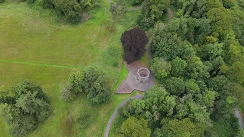 An aerial view of a park with a circular path Video stock 328522972