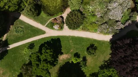 Aerial View of Park with Intersecting Pathways Foto stock