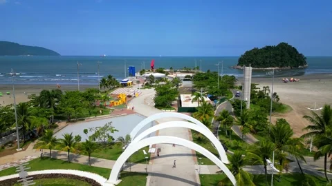 Aerial View of Park near Seaside. Stock Footage 240793353