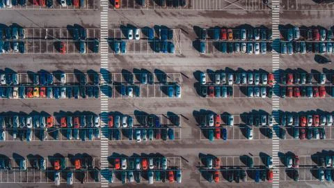 Aerial view. Parking area Stock Photos