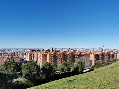 Aerial view of Parque de les Siete Tetas in Madrid, Spain Stock Photos