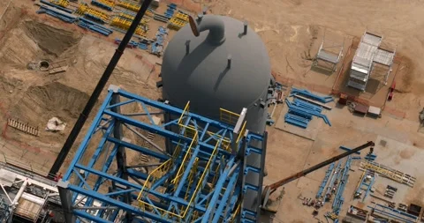 Aerial view of part of the refinery Stock Footage 138225253