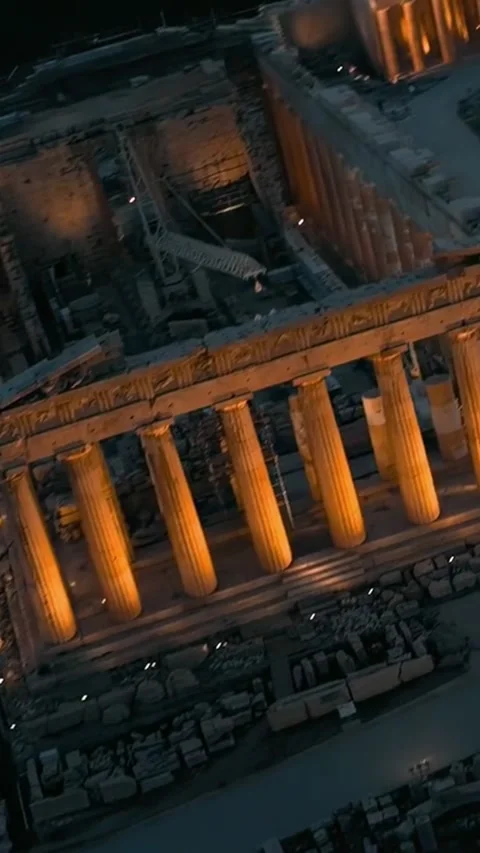 Aerial view of Parthenon in the evening light Stock Footage 335085219