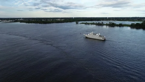 Aerial View of Passenger Ship Delaware River Philadelphia PA Stock Footage 113534278