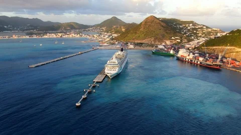 Aerial view of passenger ship Stock Footage 119633007