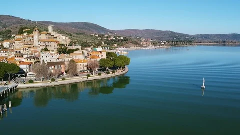 Aerial view of Passignano Stock Footage 127537422