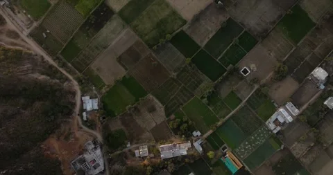 Aerial view of patchwork farmland and rural landscape, India. Stock Footage 297369082