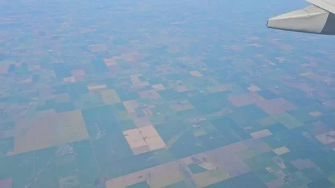 Aerial View of Patchwork Farmland During Buenos Aires to Cordoba Flight Stock Footage 341035930