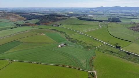 Aerial view of patchwork farmland fields in Scotland, United Kingdom 스톡 동영상 327937815