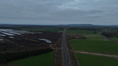 Aerial View of Patchwork Farmland in Late Season Rural Landscape Stock-Footage 332570980
