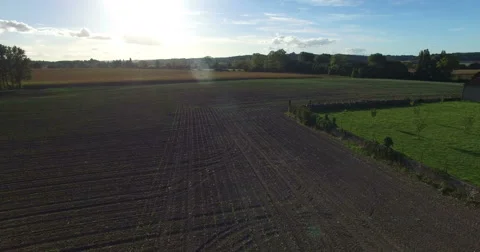 Aerial view of patchwork fields in France Video stock 59560623