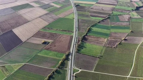 Aerial view of patchwork fields, France. Stock Footage 320531259