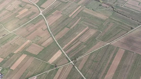 Aerial view of patchwork fields, France. 스톡 동영상 331136596